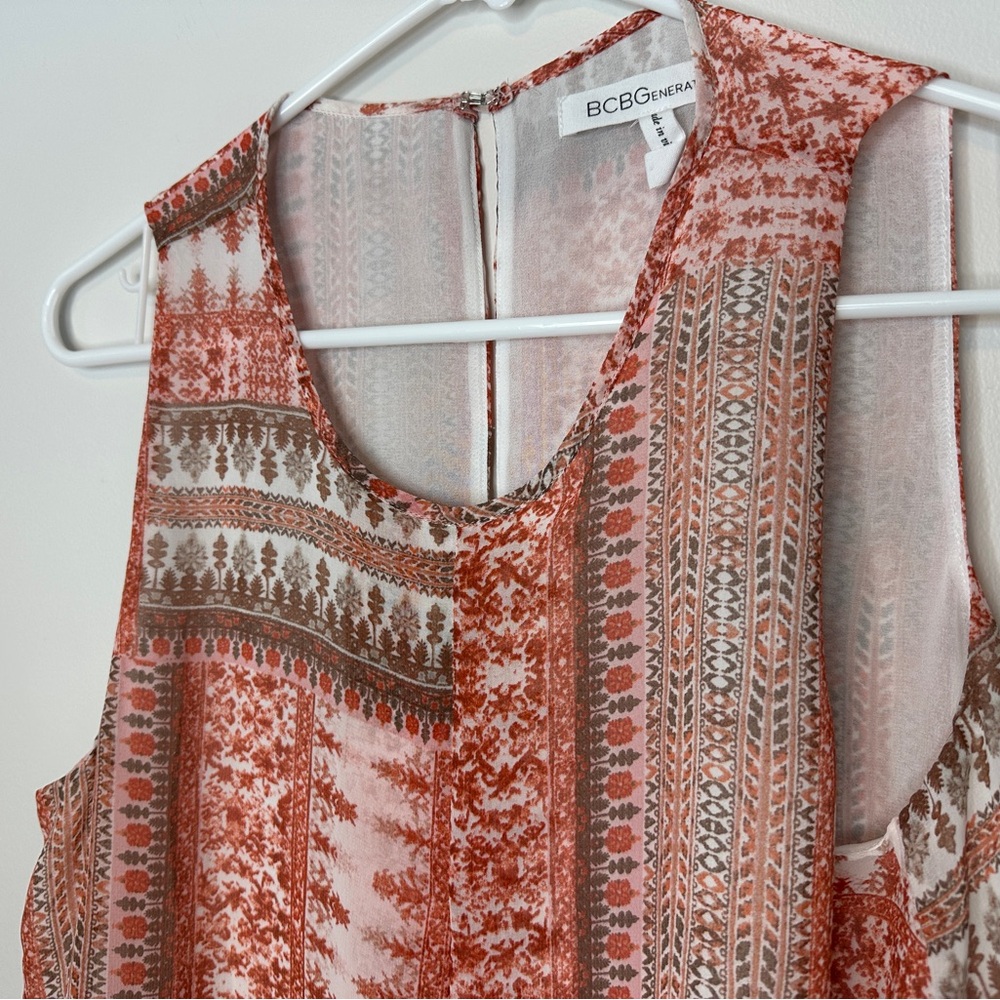 Bcbgeneration Orange Patterned Sleeveless Blouse … - image 4